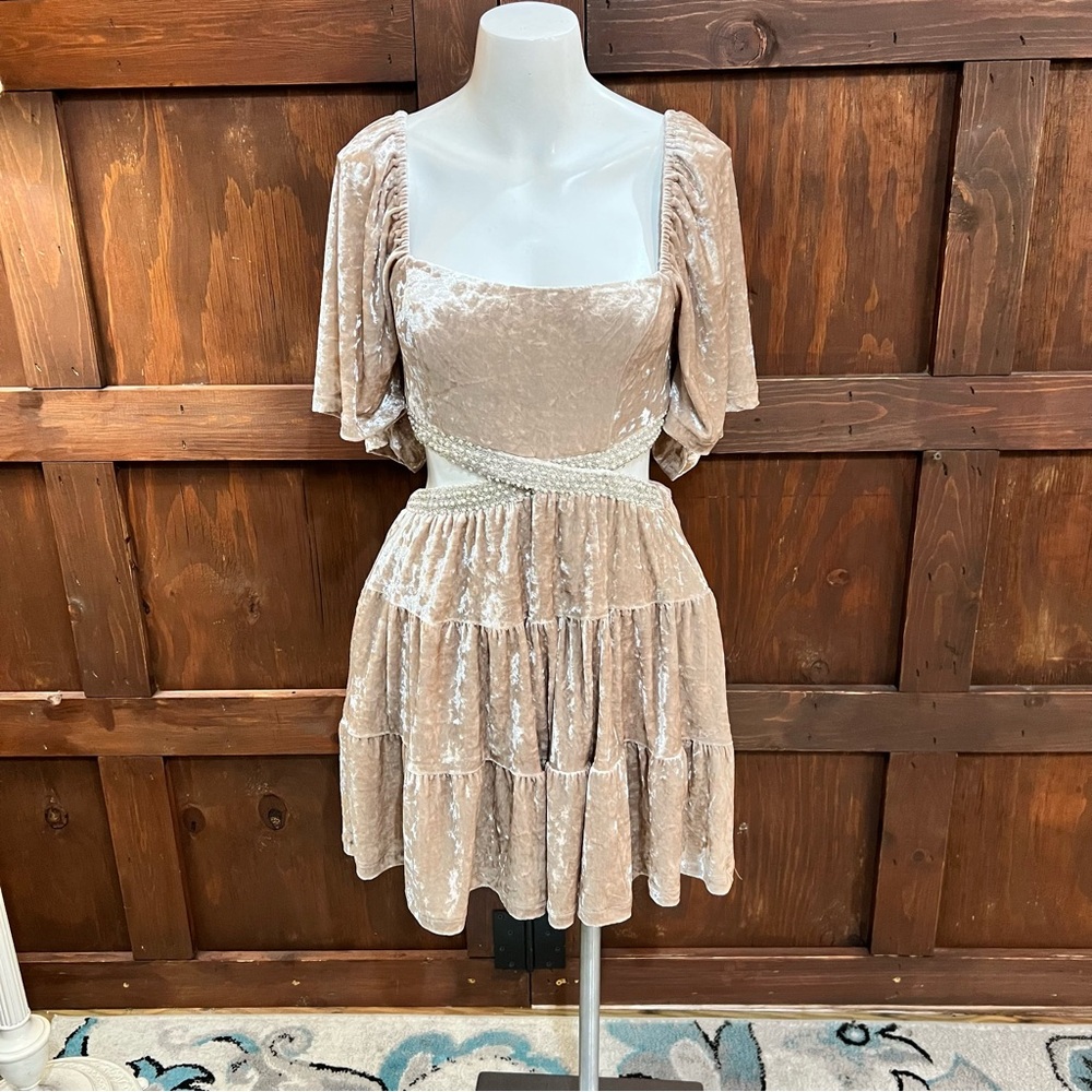 Elegant Beige Mini Dress